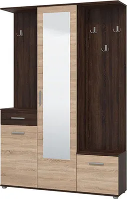 Image de Volpara – Meuble d'entrée, 134x33x198h cm chêne brun, miroir inclus
