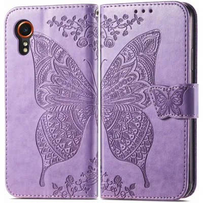 Produktbild von Mobigear Butterfly Klapphülle für Samsung Galaxy Xcover 7 - 3 Kartenfächer mit Standfunktion Lila