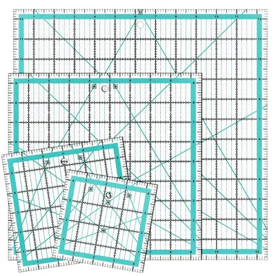 Quiltlineale 4er-Set, Acryl, 4 Größen, blau (4,5–12,5 Zoll)