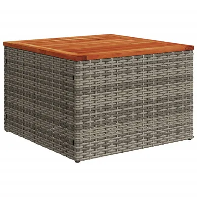 Produktbild von vidaXL Gartentisch Grau 55x55x37 cm Poly Rattan und Akazienholz