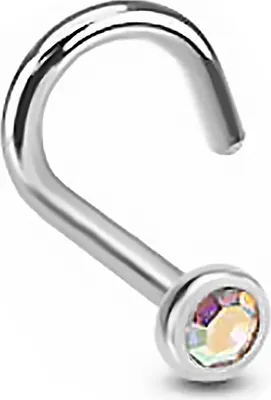 Produktbild von Nasenpiercing Stecker Nasenstecker Stift Nasen Piercing gebogen Zirkonia Kristall aurora borealis