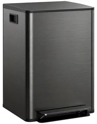 Produktbild von Mülleimer mit 2x30L Fächern, Soft-Close-Deckel, Fingerabdrucksicher, Edelstahl, Schwarz