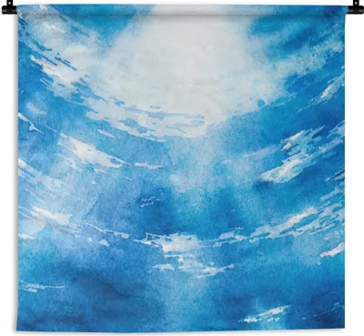 Produktbild von MuchoWow® Wandteppich Wandbehang Aquarell - Wasser - Sonne 150x150 cm Tapisserie Dekoration Wandtuch - Wohnaccessoires - Modernes