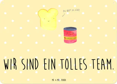 Produktbild von Mr. & Mrs. Panda Schild Toast Marmelade DIN A3 - Gelb Pastell - Geschenk, Süß, Toastbrot, Blechschild, Wandbild, Brot, Retro, tafel, Lustige Sprüche, Küche Deko