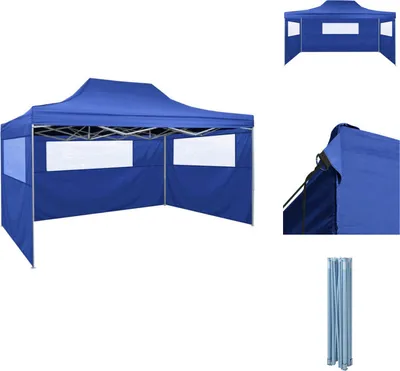 Image de vidaXL Tente pliante avec 3 parties latérales 3x4,5 m Bleu - Pavillons & Tentes de réception