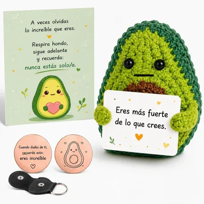 Gestrickte Puppe mit Positivitätskarte, Geschenk für Freunde