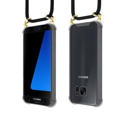 Produktbild von Cadorabo Hülle für Samsung Galaxy S7 EDGE Schutzhülle in Schwarz Handy Kette Silikon Kordel abnehmbares Etui
