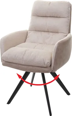 Produktbild von Esszimmerstuhl HWC-G66, Küchenstuhl Stuhl, drehbar Auto-Position Stoff/Textil MVG  creme, mit Armlehne