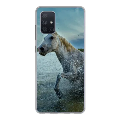 Produktbild von MuchoWow® Handyhülle Schutzhülle Hülle für Samsung Galaxy A51 5G Pferd - Wasser - Tropfen Silikon Softcase Handy Hülle - Abbildung