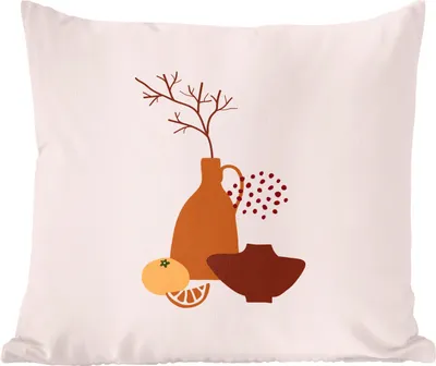 Produktbild von MuchoWow® Zierkissen Sofakissen Wohnzimmer Dekokissen 60x60 cm Vasen - Obst - Design - Sitzfläche - Foto Polster