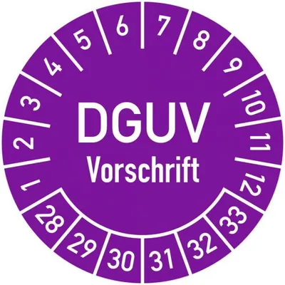 Produktbild von Dreifke® Prüfplakette DGUV Vorschrift, 2028-2033, Dokumentenfolie, Ø 30 mm, 1...