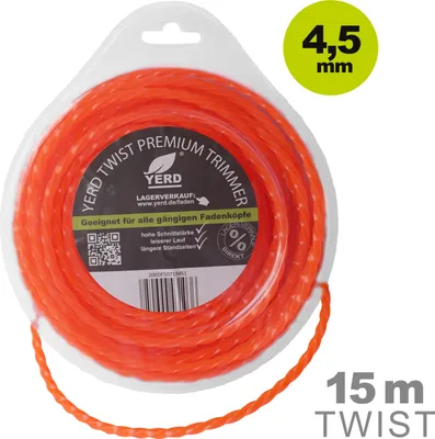 A spool of orange trimmer line packaged in clear plastic.