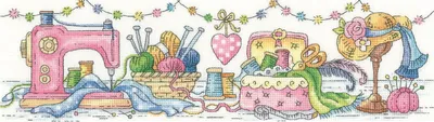 Produktbild von Heritage Kreuzstich Set Zählstoff "Das Nähzimmer", Zählmuster, KCSR1398-E, 37,5x10cm