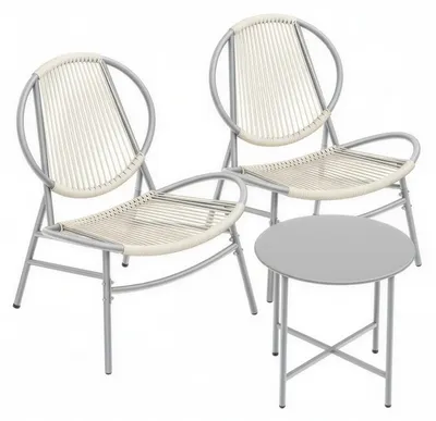 Produktbild von Balkonmöbel-Set 3-teilig mit Tisch und 2 Stühlen aus Polyrattan Grau | 74x68x78 cm