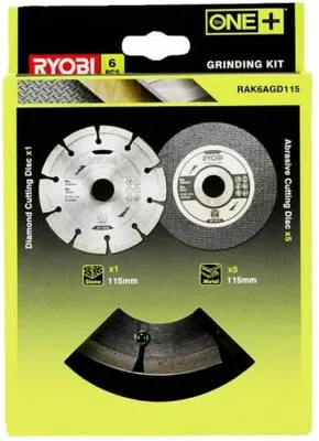 Obrázek produktu pro Ryobi RAK6AGD115 Sada 6 kotoučů 115 mm bruska 1 diamantová 5 bruska