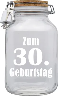 Produktbild von Spardose Geld Geschenk Ideen 30. Geburtstag Transparent Größe XXL 3 Liter