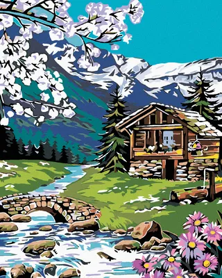 Produktbild von Zuty - Malen nach Zahlen - BLOCKHAUS IN DEN BERGEN, 40x50 cm, ohne Keilrahmen