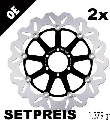 Image de Kit disque de frein Galfer 2x DF883CW WAVE® flottant avant 320x4,5mm pour Aprilia RSV Mille R Factory Tuono RSV4 APRC SMV Dorsoduro ABS, KTM Super Duke année 2000 - 2022