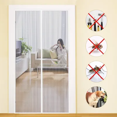 Produktbild von Fliegengitter Balkontür 120x220cm Weiß Magnet Insektenschutz Ohne Bohren
