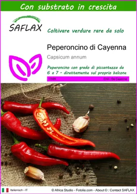 Immagine prodotto di SAFLAX - Peperoncino di Cayenna - 20 semi - Con substrato - Capsicum