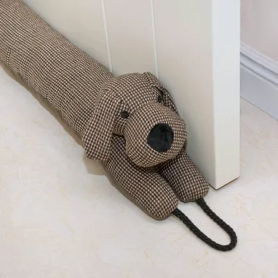 Produktbild von Unter Tür Zugluftstopper 81cm - Dekorativer Windstopper für Fenster, Beschwerte Luftstopper, Schlange Lärmblocker Mit Hängenden Schlaufen - Braun