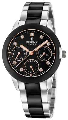 Image de Festina montre femme céramique F20497/3 montre bracelet acier argent noir UF20497/3