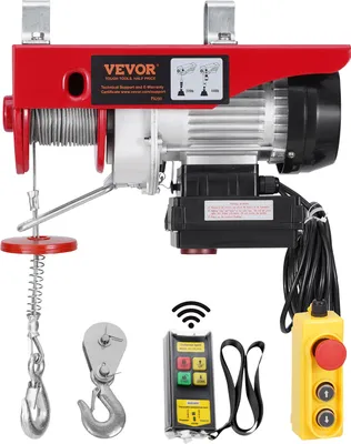Obrázok produktu pre VEVOR elektrický kladkový blok, 200 kg, 230 V, elektrický lanový navijak so 100 m bezdrôtovým a 4,2 m drôtovým diaľkovým ovládaním, výška zdvihu 12 m s jednoduchým lanom, jednoduchý/dvojitý záves, kladkostroj