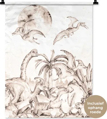 Produktbild von MuchoWow® Wandteppich Wandbehang Dino - Kinder - Dschungel - Pflanzen - Kinder 60x80 cm Tapisserie Dekoration Wandtuch - Decke - Wandtücher - Wohne