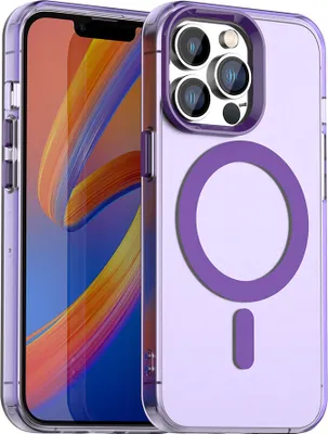 Produktbild von Magnetisch Hülle für iPhone 13 Pro Max, Schlank Durchscheinend Matt Stoßfest Handyhülle Lila