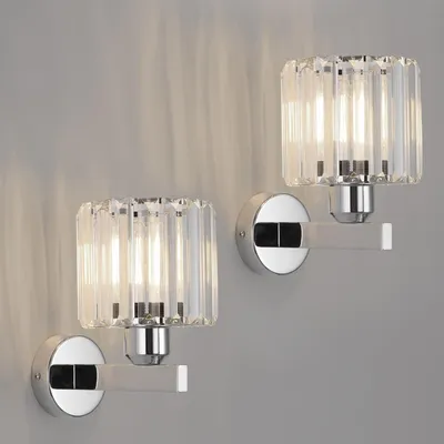 Produktbild von ANWIO Kristall Wandleuchte Innen Chrom, E27 Wandlampe Korridor, Wandstrahler Woh