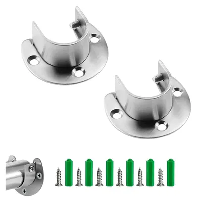 Produktbild von 2 Stück Rundrohr Halterung, 25 mm Kleiderstangenhalterung für Schrankrohre