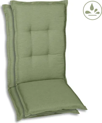 Produktbild von GO-DE Textil, Sesselauflage Hochlehner, 2er Set, Farbe: hellgruen, Maße: 120 cm x 50 cm x 7 cm, Rueckenhoehe: 70 cm