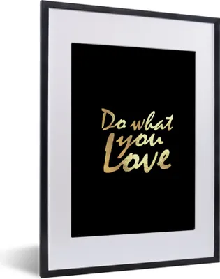 Produktbild von MuchoWow® Gerahmtes Poster Zitat - Liebe - Schwarz - Gold 30x40 cm - Poster mit Schwarzem Bilderrahmen Wandposter Rahmen Foto Bilder - Wandposter Schlafzimmer