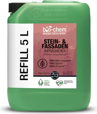 Produktbild von bio-chem Stein- und Fassaden-Imprägnierer | 5 Liter Kanister | Steinimprägnierung und Fassadenschutz | Tiefenwirksame Steinversiegelung zum Schutz vor Grünbelag