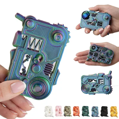 Immagine prodotto di Gioco fidget 12 in 1, tavoletta sensoriale tascabile, 12 meccanismi, stampa 3D – Blu-verde-viola