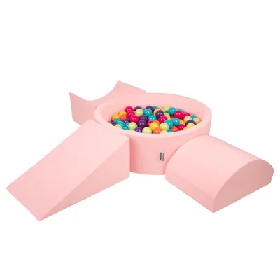 Image de KiddyMoon Aire de Jeux En Mousse Avec 300 Balles 7cm Course D'obstacles Version 4 Ronde Piscine À Balles Avec Des Balles Colorées Pour Bébés Et Enfants