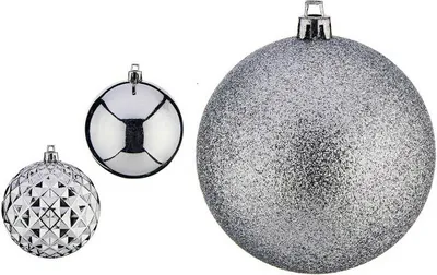 Produktbild von Weihnachtsbaumkugeln Ø 8 cm 3 Stück Silberfarben PVC