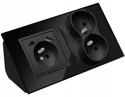 Produktbild von Adelid Quadra Dreifachsteckdose Glas Möbeltisch USB-C Schwarz Matt