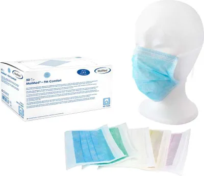 Produktbild von MAIMED FM Comfort OP Maske Einheitsgröße, mit Gummizug, blau 50 Stück