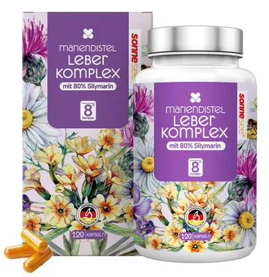 Produktbild von Sonnesee Leber Komplex Mariendistel 8 in 1 mit Artischocke & Cholin, 120 Kapseln
