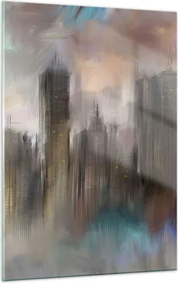 Produktbild von Bilder auf glas - Einteilig - Stadt Abstraktion - 50x70cm - Glasbilder - Wandbilder - Bilder - zum Aufhängen bereit - Wanddekoration aus Glas - Glas Bilder - Wandbild auf Glas - GPA50x70-3675