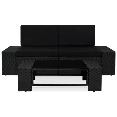 Produktbild von vidaXL 3-tlg. Garten-Lounge-Set Poly Rattan Schwarz