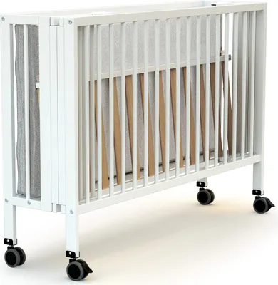Produktbild von AT4 - PRO FLOW Klappbares Babybett 60x120 cm Weiß | Klappbares Babybett aus Holz mit Rädern