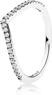 A close-up studio shot of a silver ring with clear stones.
