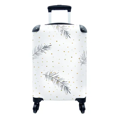 Produktbild von MuchoWow® Koffer Handgepäck Trolley Rollkoffer Kleine Reisekoffer mit 4 Rollen - Muster - Winter - Tannenzweig - Cabin Size < 55x40x23 cm & 55x40x20 cm - Fotokoffer - Kabinenkoffer - Boardgepäck - Reise-Box - Reisekoffer - Reisegepäck - Koffer mit Bild - Trolley für Kinder