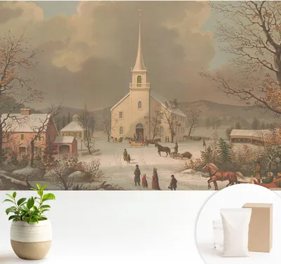 Produktbild von Fototapete selbstklebend - 104x70 cm - Tapete - Wandtapete - Wandbilder - Klebefolie - Dekofolie - Tapete Folie - Wand - Dekoration - Wohnzimmer - Winterlandschaft