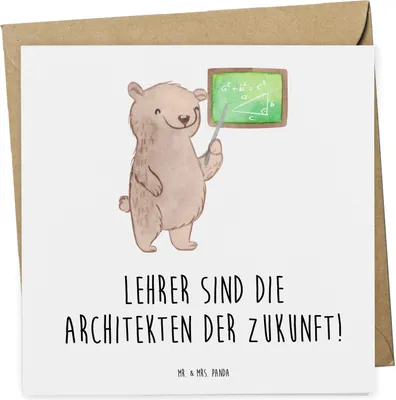 Produktbild von Mr. & Mrs. Panda Grußkarte Lehrer Zukunftsarchitekten - Weiß - Geschenk, fördern, Zukunft, Wertschätzung, anlasskarte, faltkarte, Aufmerksamkeit, Glückwunschkarte
