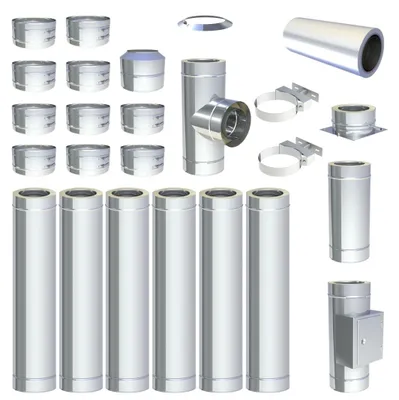 Produktbild von Ø 300 mm - 7 m DW FU Doppelwandiges Schornstein Set Bodenmontage Hochglanz