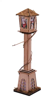 Produktbild von Kleine Laterne 42 cm aus Holz mit LED - Schneemann und Weihnachtsmann