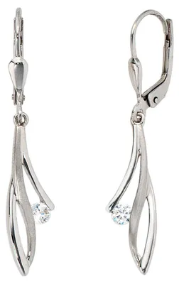 Produktbild von Ohrringe Ohrhänger Boutons mit 2 Zirkonia 333 Gold Weißgold mattiert Damen
